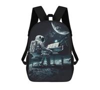 sinyumoney Astronaut Playing Piano on The Moon -2 School Bags Daypacks Business Backpack Water Resistant Bookbag for School/Work/Travel 17inch