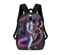 sinyumoney Astronaut Playing Saxophone in Space -1 3D Printed Kids School Bag Rucksacks Children's School Fashion Casual Back Pack High Capacity Travel Book Bags Backpack for Kids 17inch