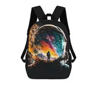 sinyumoney Astronaut Portrait 04 17 Inch School Bag Backpack Teen Schoolbag 3D Printing Adjustable Schoolbag Fashion Pocket Bag for Kids Boys Girls Students