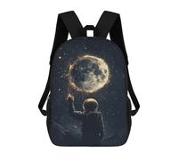 sinyumoney Astronaut Reaching for The Moon 3D Printed Children's School Backpack for Kids High Capacity Travel Rucksacks Book Bags Kids School Bag Back Pack 17inch