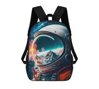 sinyumoney Astronaut Reflection 12 Children's Backpack, 17 Inch 3D Printed School Backpack, Backpack Cartoon Adjustable School Bag for Primary School