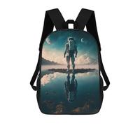 sinyumoney Astronaut Reflection in Space Kids School Backpack School Bag 3D Printed School Bag for Boys Elementary And Middle School Students 17inch