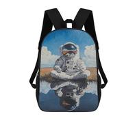 sinyumoney Astronaut Reflection in Water 3D Printed Children's School Backpack for Kids High Capacity Travel Rucksacks Book Bags Kids School Bag Back Pack 17inch