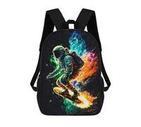 sinyumoney Astronaut Skateboarder in Space -1 Backpack 3D Print Kids Bag Elementary Students Daypack Lightweight School Bag for Children Girls Boys Nursery Lunch Pack 17inch