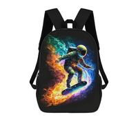 sinyumoney Astronaut Skateboarder in Space -2 School Bag Backpack Teen Schoolbag 3D Printing Adjustable Schoolbag Fashion Pocket Bag for Kids Boys Girls Students And Teenagers Fans 17inch