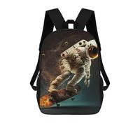 sinyumoney Astronaut Skateboarding in Space Backpack School Backpack Kids School Bag Large Capacity Kids Backpack for School Rucksack 3D Book Bag Gifts for Kids 17inch