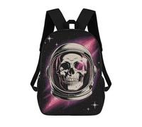 sinyumoney Astronaut Skull in Space Kids Backpack,School Backpack Kids School Bag 3D Printed Cartoon Large Capacity Backpack for Kids Boys And Girls 17inch