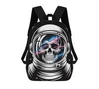 sinyumoney Astronaut Skull with Galaxy Reflection School Bags High Secondary School Bags Casual Backpack for Men/Women 17inch