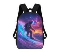 sinyumoney Astronaut Snowboarding in Space-2 Backpack School Backpack Kids School Bag Large Capacity Kids Backpack for School Rucksack 3D Book Bag Gifts for Kids 17inch