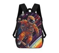 sinyumoney Astronaut Snowboarding in Space Kids Backpacks,3D Personalized School Bookbags for Boys Girls Large Schoolbags Casual Daypack 17inch