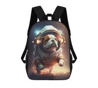 sinyumoney Astronaut Space Bulldog Rucksacks 3D Printed Children Backpacks Fashion Casual Daypack Cute Travel Bags Outdoor Casual Daypack for Boy And Girl 17inch