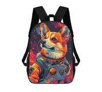 sinyumoney Astronaut Space Corgi Backpacks Children's Backpacks School Bag 3D Printed Children's School Backpack Fashion Travel Backpacks for Kids Elementary Middle School 17inch
