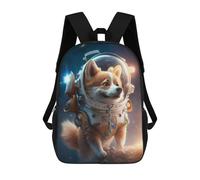 sinyumoney Astronaut Space Corgi Dog Backpacks Kids School Backpack Fashion School Bag 3D Printed School Bag for Boys Elementary And Middle School Students 17inch