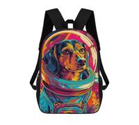 sinyumoney Astronaut Space Dachshund Kids' Backpack 3D Printing School Bag Boys Cool Daypacks Casual Knapsack Fun Back Bag for Kids And Teenager 17inch