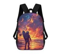 sinyumoney Astronaut Surfer Sunset Children's Backpacks 17inch School Backpack 3D Printed Bag Bookbag for Kids Travel Rucksacks Boy Girl Book Bags Kids School Bag