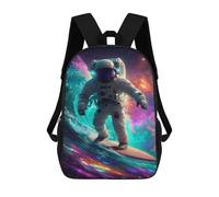 sinyumoney Astronaut Surfing in Space -1 Backpack School Bag Large School Backpack for Boys - Perfect for Travel, Work And Daily Use 17inch
