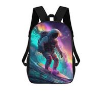 sinyumoney Astronaut Surfing in Space -2 Kids Backpack,School Backpack Kids School Bag 3D Printed Cartoon Large Capacity Backpack for Kids Boys And Girls 17inch