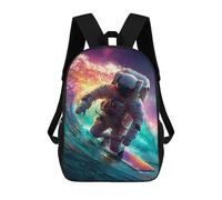 sinyumoney Astronaut Surfing in Space-6 Backpacks Kids 17inch School Backpack School Bag 3D Printed School Bag for Boys Elementary And Middle School Students