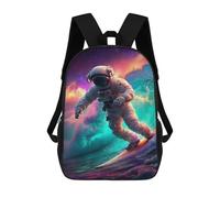 sinyumoney Astronaut Surfing in Space Children's Backpacks School Backpack 3D Printed for Kids Travel Rucksacks Book Bags Kids 17inch School Bag