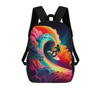 sinyumoney Astronaut Surfing Rainbow Wave -1 Backpack for School 3D Printed Boys Girls School BagChildren Bookbag Travel Rucksack 17inch