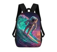 sinyumoney Astronaut Surfing Wave Children's Backpacks School Backpack 3D Printed for Kids Travel Rucksacks Book Bags Kids 17inch School Bag