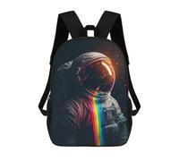 sinyumoney Astronaut with Rainbow Lights Kids School Backpack 3D Printed Backpacks Fashion School Bag Rucksacks for Boys Elementary And Middle School Students 17inch