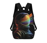 sinyumoney Astronaut with Rainbow Streams School Backpack for Girls 17inch Casual Daypack Lightweight Rucksack Boy Girl Backpack for Middle School Students