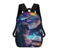 sinyumoney Astronaut's Cosmic Palette Rucksacks 3D Printed Children Backpacks Fashion Casual Daypack Cute Travel Bags Outdoor Casual Daypack for Boy And Girl 17inch
