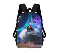 sinyumoney Astronaut's Floating House Kids School Backpack School Bag 3D Printed School Bag for Boys Elementary And Middle School Students 17inch