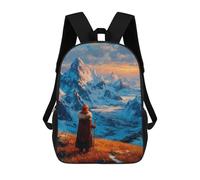 sinyumoney At The Summit - Where Silence Touches The Sky Rucksacks 3D Printed Children Backpacks Fashion Casual Daypack Cute Travel Bags Outdoor Casual Daypack for Boy And Girl 17inch