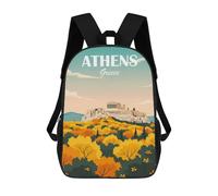 sinyumoney Athens Greece Backpacks, Kids Backpack Student School Bag 3D Printed Travel Backpacks Fashion Accessory Backpack Children Waterproof School Bags 17inch