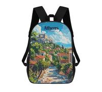 sinyumoney Athens Greece Travel Children's Backpacks School Backpack 3D Printed Backpack for Kids Travel Rucksacks Book Bags Kids School Bag 17inch