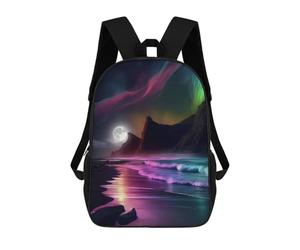 sinyumoney Aurora Beach Night Children's School Backpack 3D Printed for Kids Travel Rucksacks Book Bags Kids School Bag 17inch