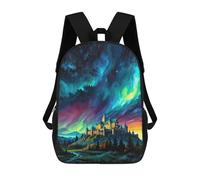 sinyumoney Aurora Borealis And Castle Backpack 3D Printed School Bag For Boys High Capacity Travel Backpacks Book Bags Boys School Bag Mochila 17inch