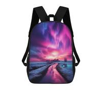 sinyumoney Aurora Borealis And Road School Backpack Work Laptop Backpack Rucksack Bag for Camping Outdoor Adventures And Daily Travel 17inch
