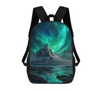 sinyumoney Aurora Borealis Mountain Landscape Backpacks Kids 17inch School Backpack School Bag 3D Printed School Bag for Boys Elementary And Middle School Students