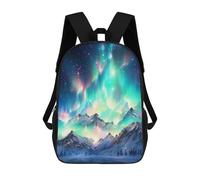 sinyumoney Aurora Borealis Mountain Range School Bag 3D Printed 17inch Backpacks Fashion Kids School Backpack Rucksacks for Boys Elementary And Middle School Students