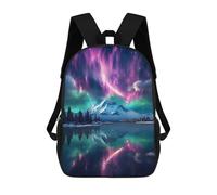 sinyumoney Aurora Borealis Mountains Rucksack Fashion Stationery Backpack Waterproof Casual Daypacks for Men, Women & Teenage Boys 17inch