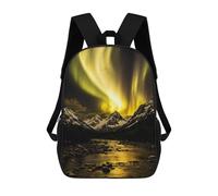 sinyumoney Aurora Borealis over Snowy Mountains Backpacks Kids School Backpack School Bag 3D Printed School Bag for Boys Elementary And Middle School Students 17inch