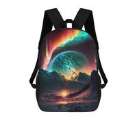 sinyumoney Aurora Borealis Planet Backpack with Pocket 3D Printed Backpacks, Travel Rucksacks Book Bags Kids School Bag 17inch