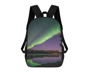 sinyumoney Aurora Borealis Reflection School Bag Bookbag 3D Printed Children's Backpacks for Kids Boy Girl Book Bags Kids School Bag Travel Rucksacks 17inch