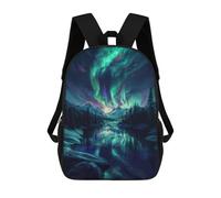sinyumoney Aurora Borealis Reflections Rucksacks 3D Printed Children 17inch Backpacks Fashion Casual Daypack Travel Bags Outdoor Casual Daypack for Boy And Girl