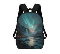 sinyumoney Aurora Borealis Waterfall Scene School Backpack Fashion Stationery Backpack Waterproof Casual Daypacks for Camping Outdoor Adventures And Daily Travel 17inch