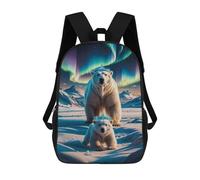sinyumoney Aurora Crowned Polar Bears 3D Printed 17inch School Bag Children's School Backpack Travel Backpacks Casual Fashion Bag for Kids School Students