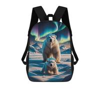 sinyumoney Aurora Crowned Polar Bears Backpacks Kids School Backpack School Bag 3D Printed School Bag for Boys Elementary And Middle School Students 17inch