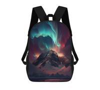 sinyumoney Aurora Mountain Landscape Backpacks Kids School Backpack School Bag 3D Printed School Bag for Boys Elementary And Middle School Students 17inch