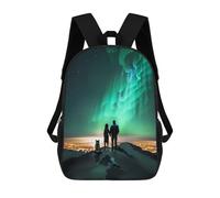 sinyumoney Aurora Night City Couple School Backpack Water Resistant Travel Backpack Computer Bag for Girls Boys Teenage 17inch