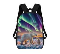 sinyumoney Aurora Over Polar Bears School Backpack 3D Printed School Bags Boys Girls Laptop Backpack for Kids/Students/Adults 17inch