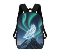 sinyumoney Aurora Spirit Wolf on Snowy Mountain Children's School Backpack 3D Printed for Kids Travel Rucksacks Book Bags Kids School Bag 17inch