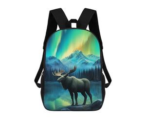 sinyumoney Aurora Stag Deer Northern School Backpack Large Water Resistant Laptop Backpack for Teenage Girls Boys Women Men 17inch